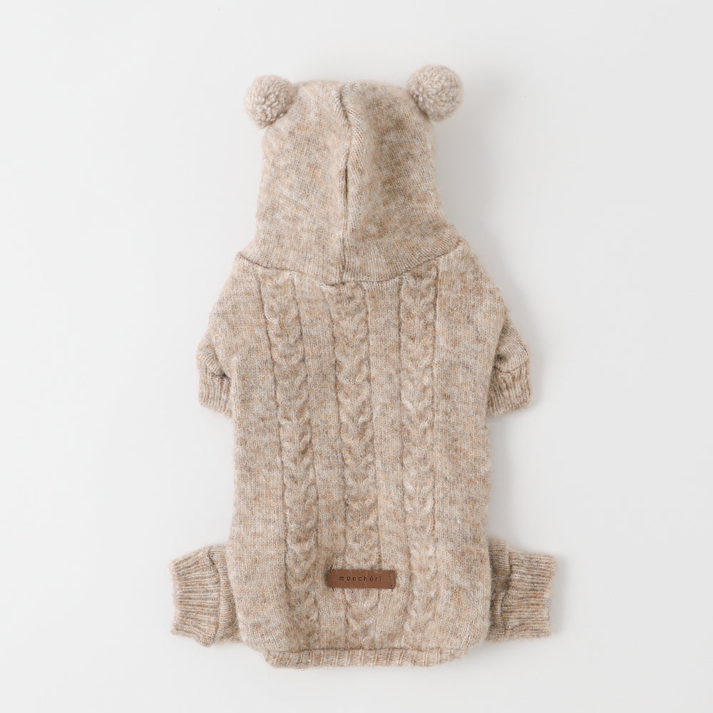 Wool Blend Cable Knit Romper with Ears