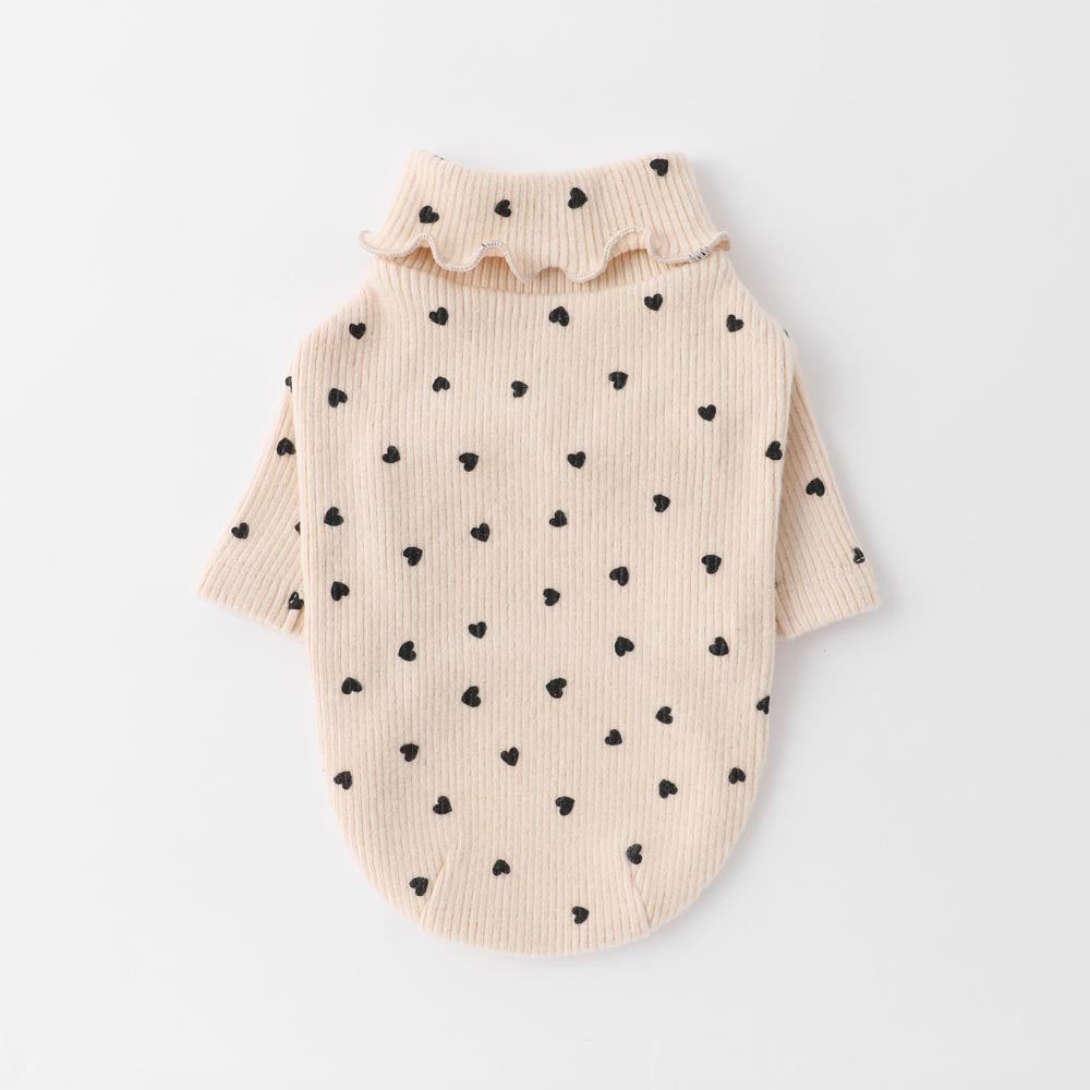 Heart Pattern Ribbed Mellow Tops
