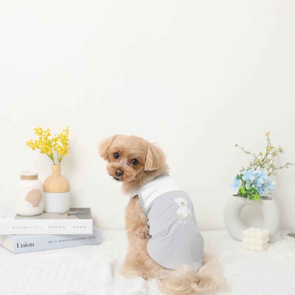Cool Bicolor Mesh Bear Sleeveless Tops