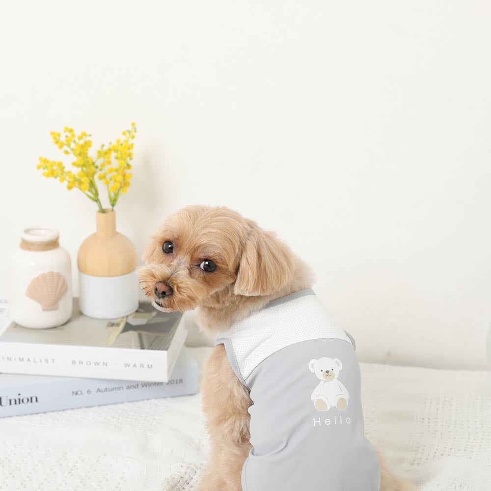 Cool Bicolor Mesh Bear Sleeveless Tops