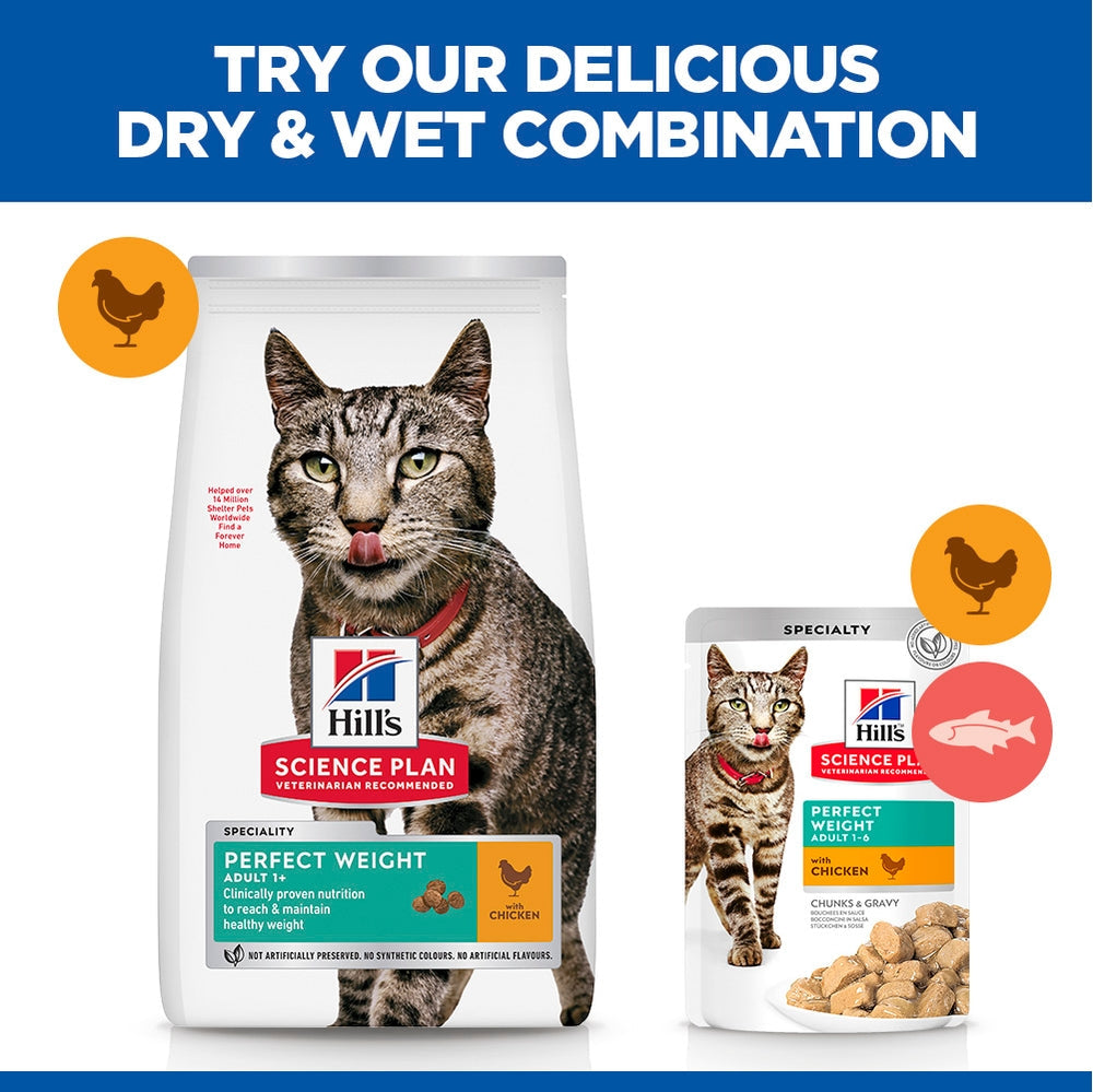 Hill's Science Plan Perfect Weight Adult 1+ Dry Cat Food - Chicken