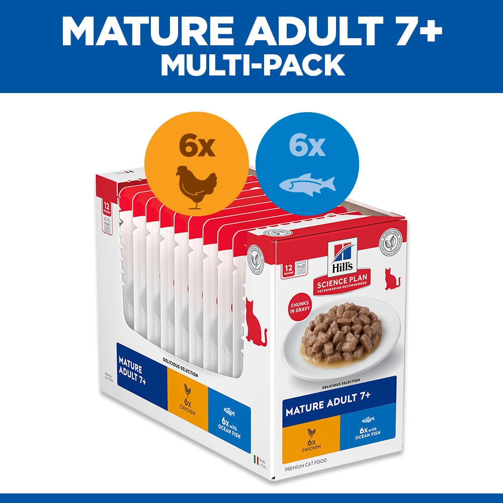 Hill's Science Plan Mature Adult 7+ Wet Cat Food Pouches - Favorite Selection