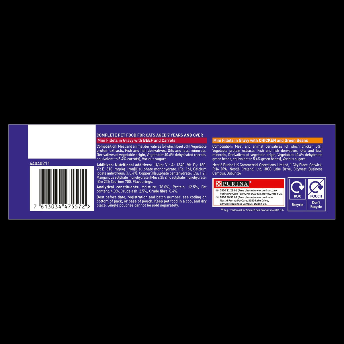 Purina ONE Senior 7+ Mini Fillets Wet Cat Food - Chicken & Beef