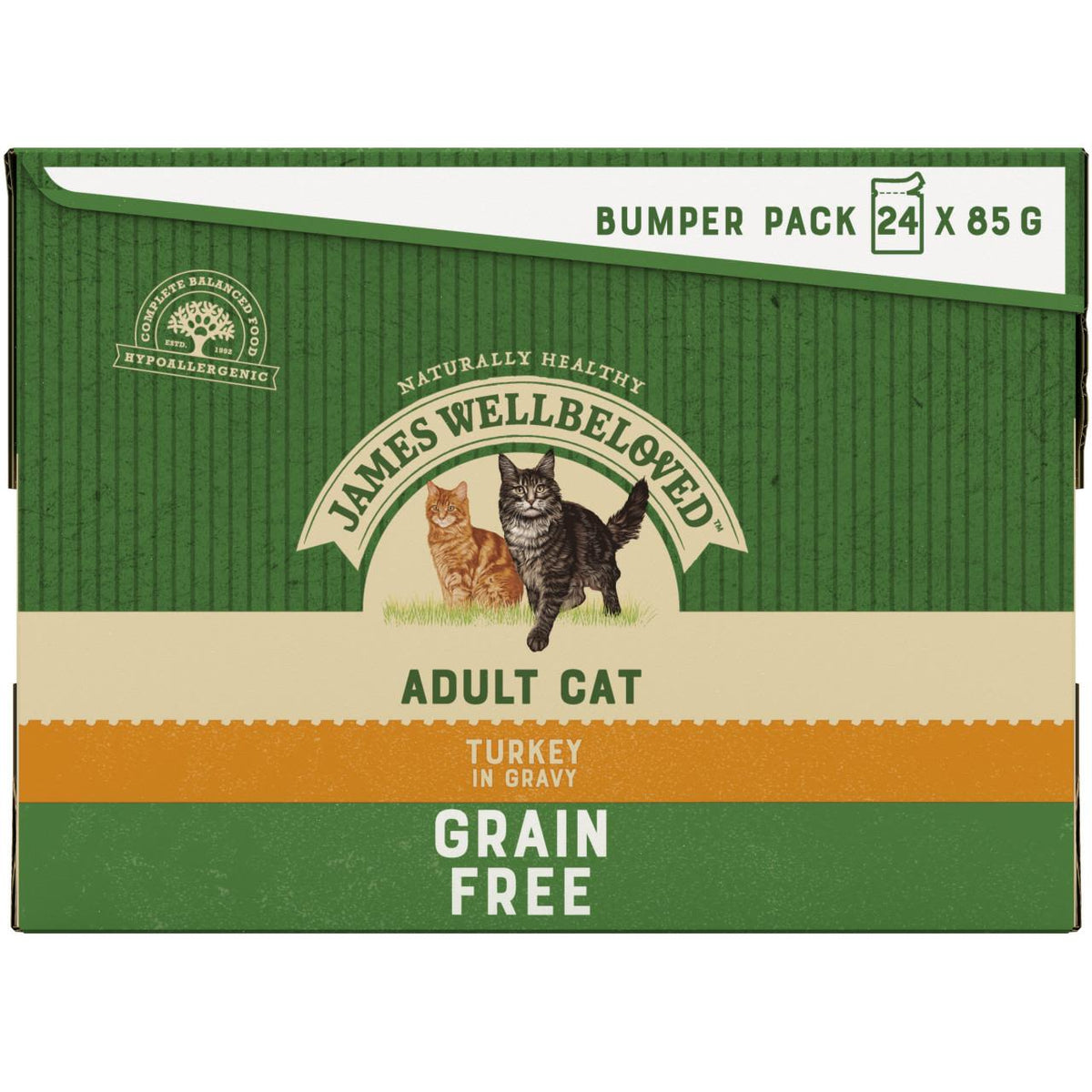 James Wellbeloved Grain Free Adult Cat Food Pouches Turkey in Gravy