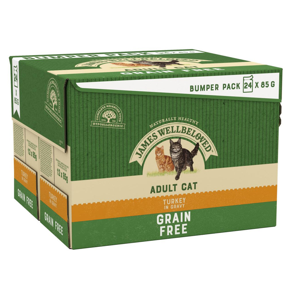 James Wellbeloved Grain Free Adult Cat Food Pouches Turkey in Gravy