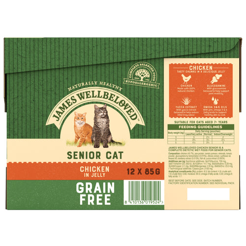 James Wellbeloved Grain Free Senior Cat Food Pouch Chicken in Jelly