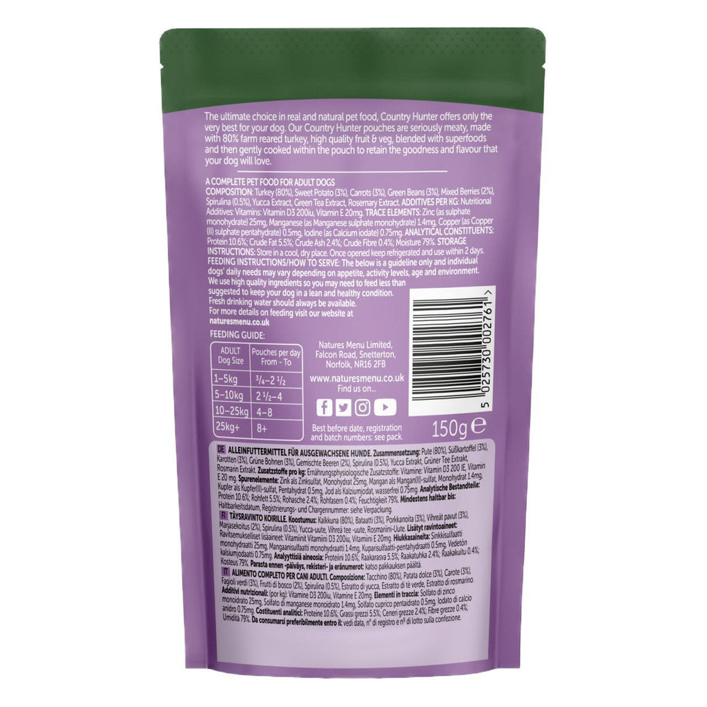 Natures Menu Country Hunter Turkey Wet Dog Food Pouches