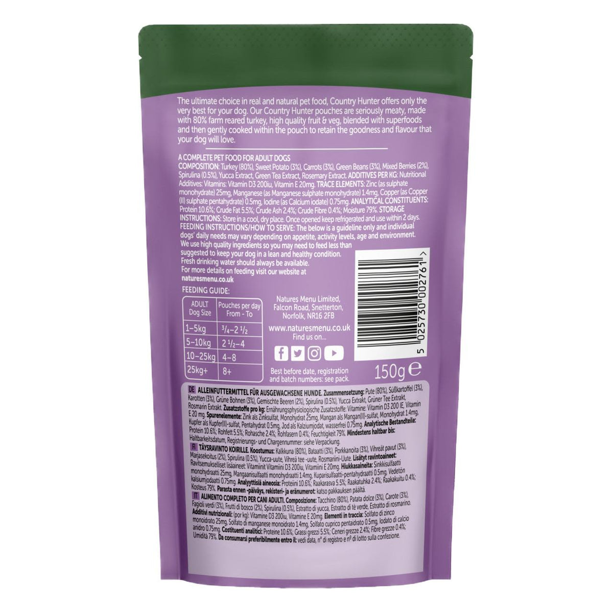 Natures Menu Country Hunter Turkey Wet Dog Food Pouches