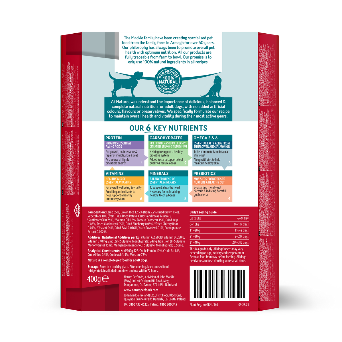 Naturo Adult Wet Dog Food Lamb & Rice With Veg Tray