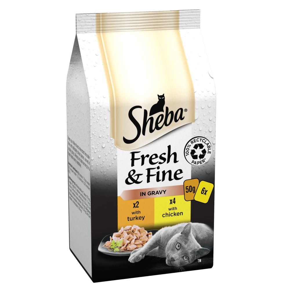 Sheba Fresh and Fine Adult Wet Cat Food Pouches - Chicken & Turkey in Gravy