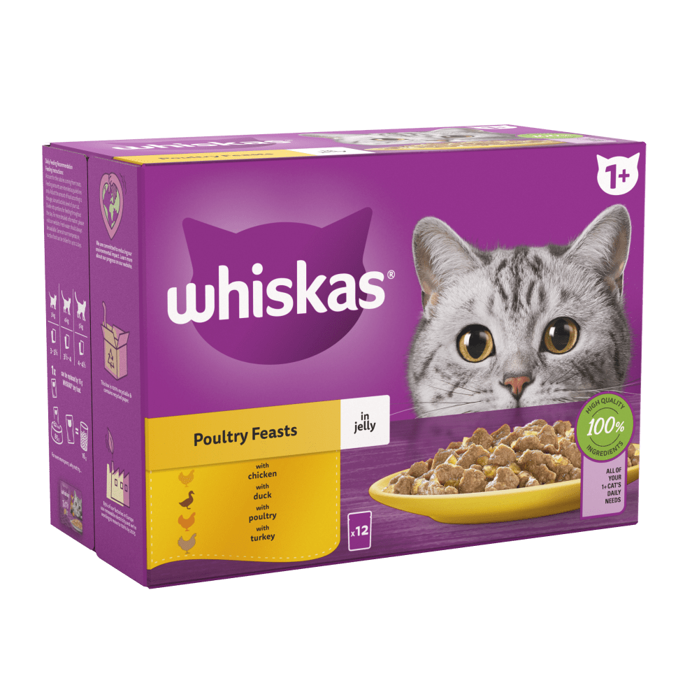 Whiskas Poultry Feasts in Jelly 1+ Adult Wet Cat Food Pouches