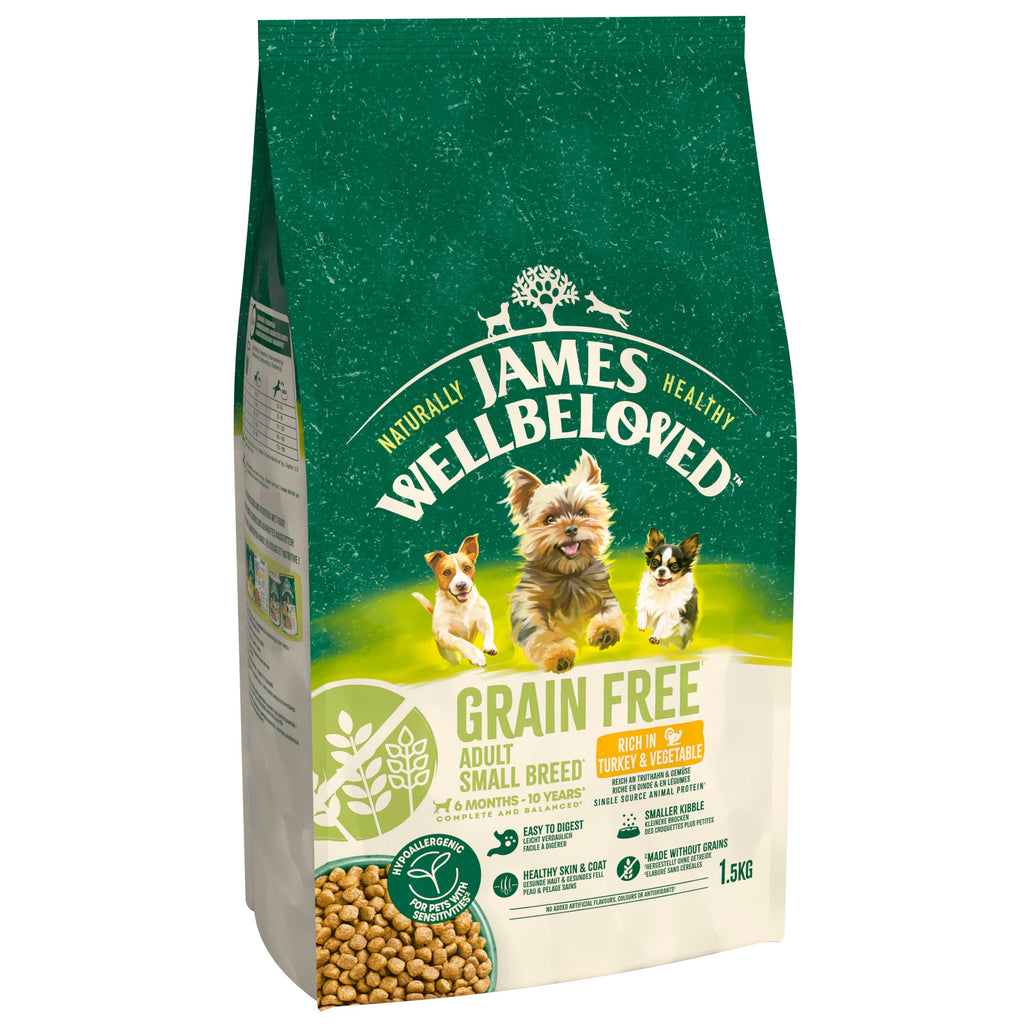 James Wellbeloved Grain Free Adult Small Breed Dry Dog Food Turkey & Veg