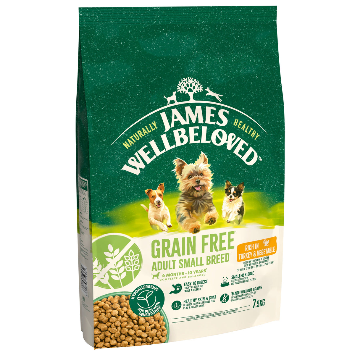 James Wellbeloved Grain Free Adult Small Breed Dry Dog Food Turkey & Veg