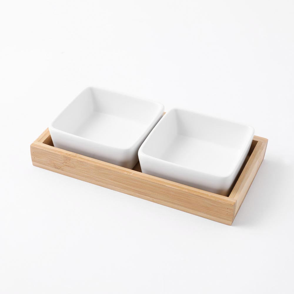 Square Double Food Bowl