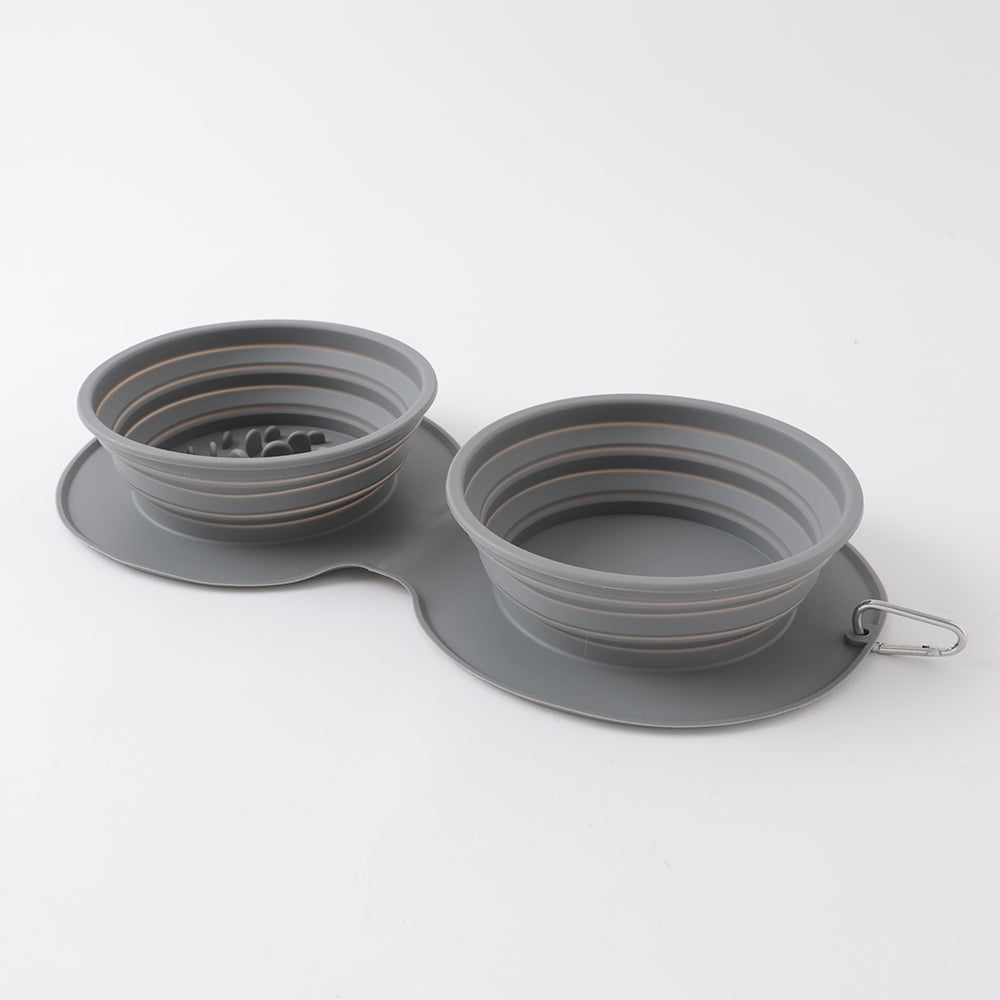 Silicone Compact Double Food Bowl