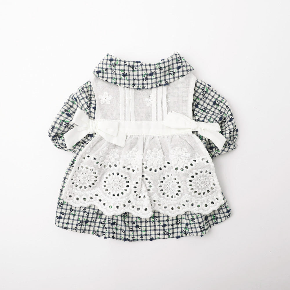 Flower Check Apron Dress