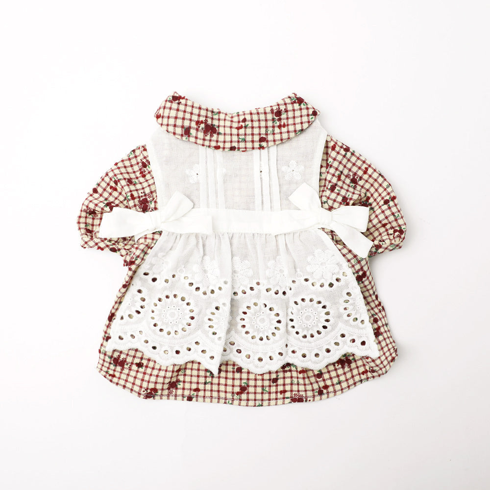 Flower Check Apron Dress