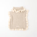 Bicolor Frilled Cable Knit Poncho