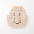 Flower Embroidery Cable Knit Poncho
