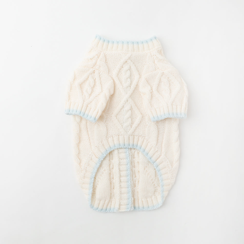 Ribbon Motif Bicolor Knit Cardigan