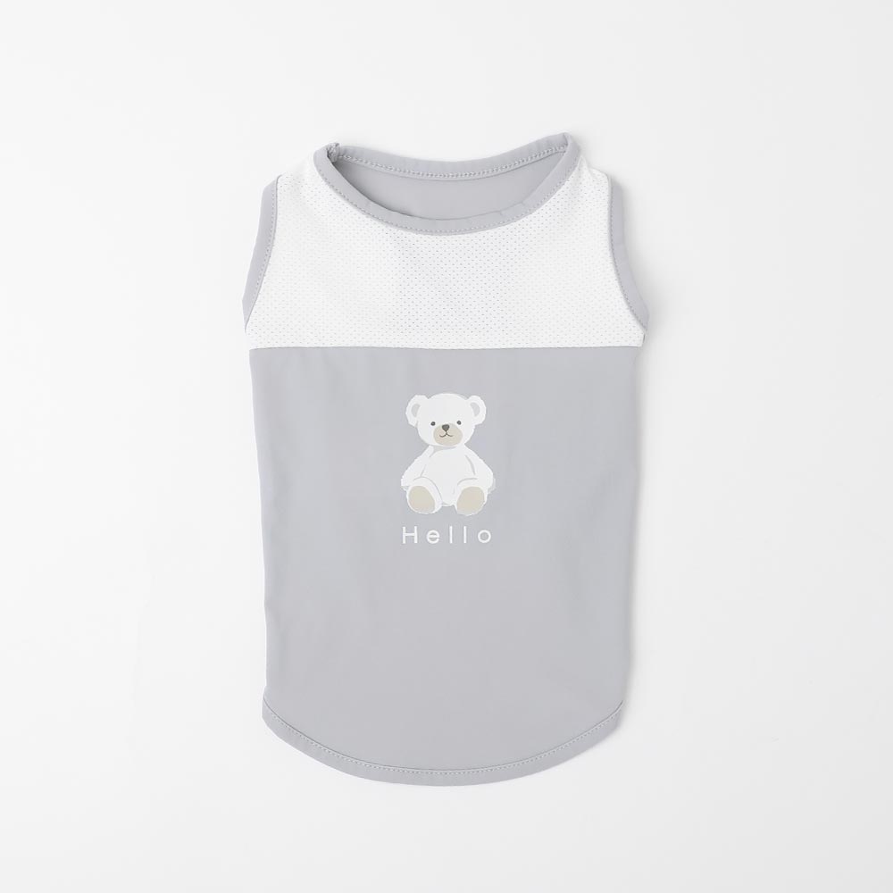 Cool Bicolor Mesh Bear Sleeveless Tops