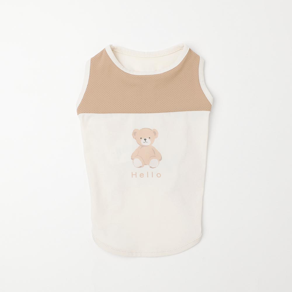 Cool Bicolor Mesh Bear Sleeveless Tops