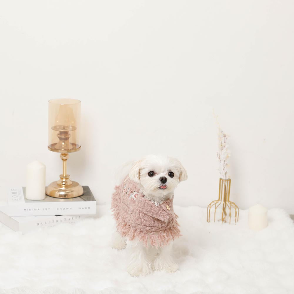 Flower Embroidery Cable Knit Poncho