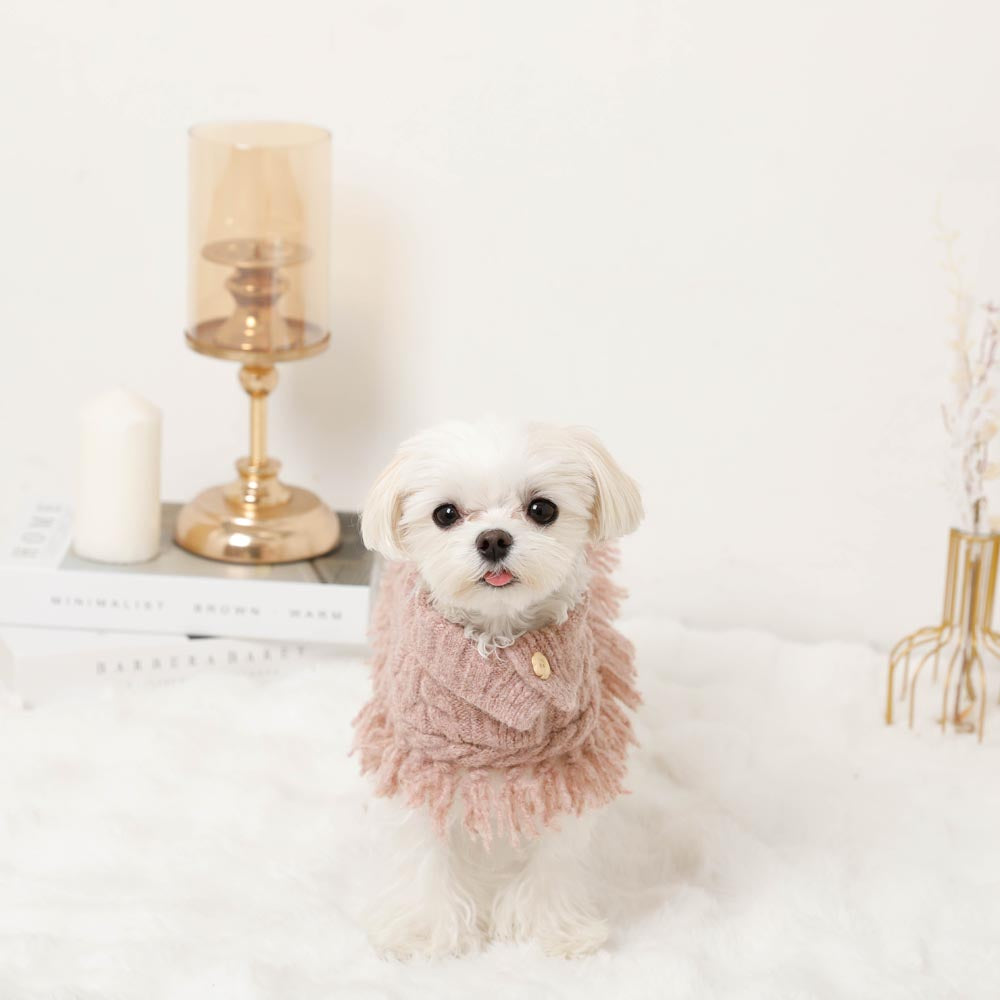 Flower Embroidery Cable Knit Poncho