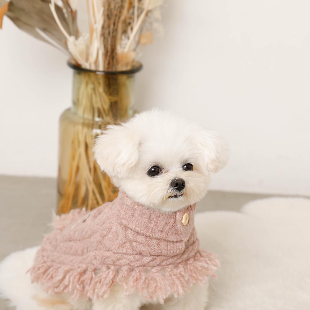 Flower Embroidery Cable Knit Poncho