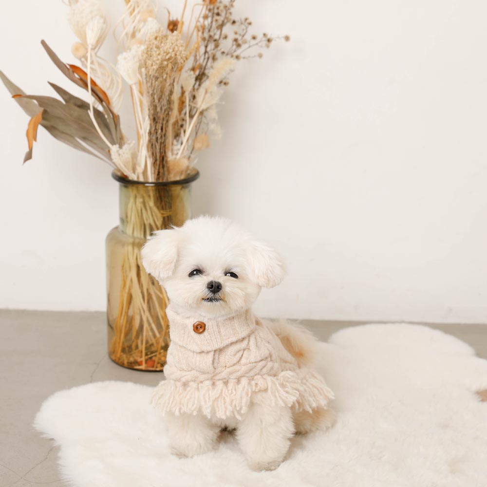 Flower Embroidery Cable Knit Poncho
