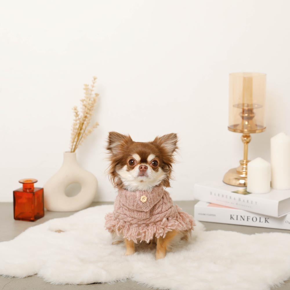 Flower Embroidery Cable Knit Poncho