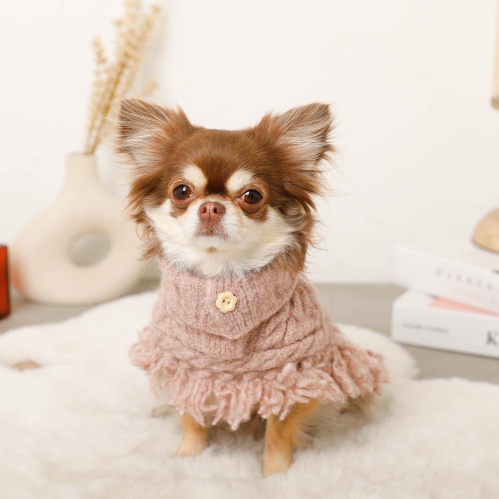 Flower Embroidery Cable Knit Poncho