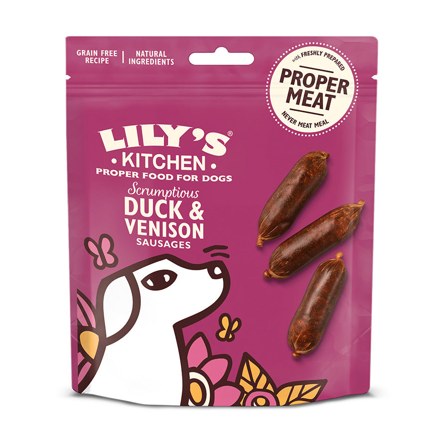 Lily's Kitchen Dog Scrumptious Sausages Adult Dog Treats - Duck & Venison